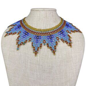 Beaded Multicolor Egyptian Style Women Necklace Handmade Adjustable Unique State